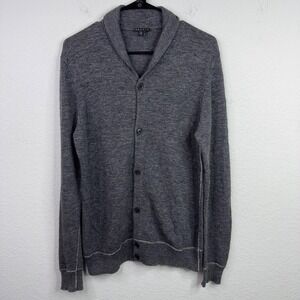 Theory‎ Wikson Combustion Cardigan Mens M Gray Alpaca Wool Shawl Collar Preppy